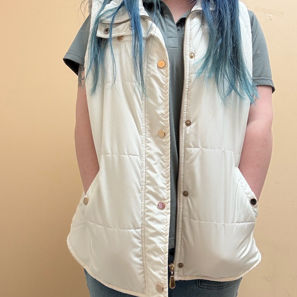 Style & Co. Cream Puffer Vest